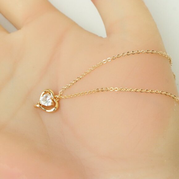 Rose Gold Heart Crystal Pendant Necklace, XPNL0240 - Picture 7 of 13